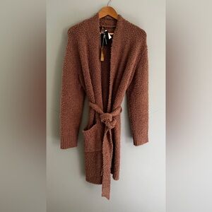 Skims Cozy Knit Short Robe in Tan Size S/M NWT